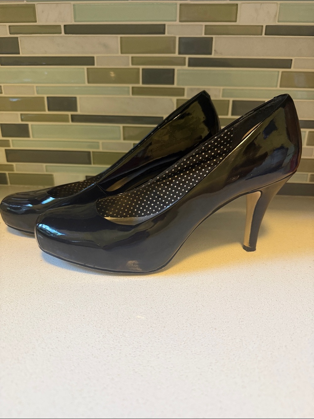 Madden Girl Black Patent Round-Toe High Heels